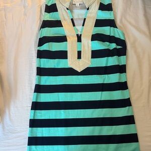 Sail to Sable Black and Mint Striped Mini Dress